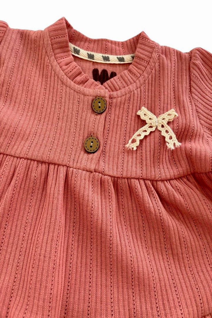 Kjole i bomuld med sløjfe