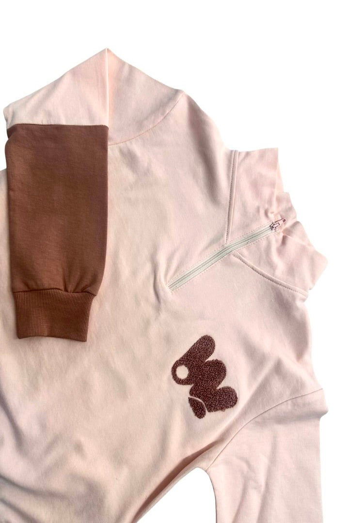 2-delt sæt i bomuld med lynlås