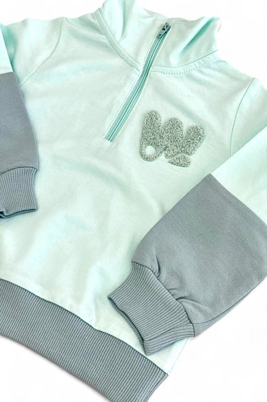 2 -delt sæt i bomuld med lynlås