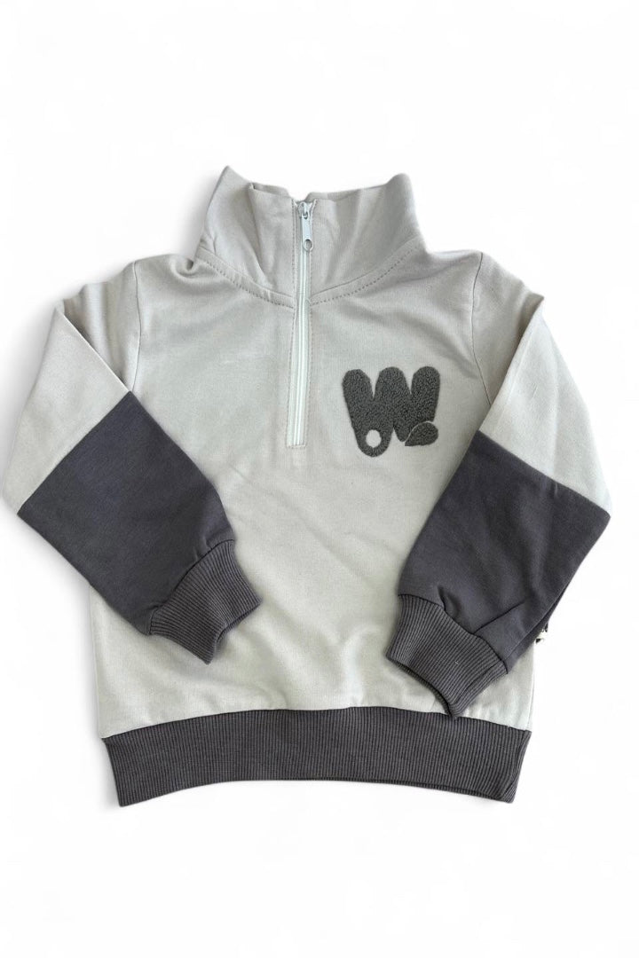 2 -delt sæt i bomuld med lynlås