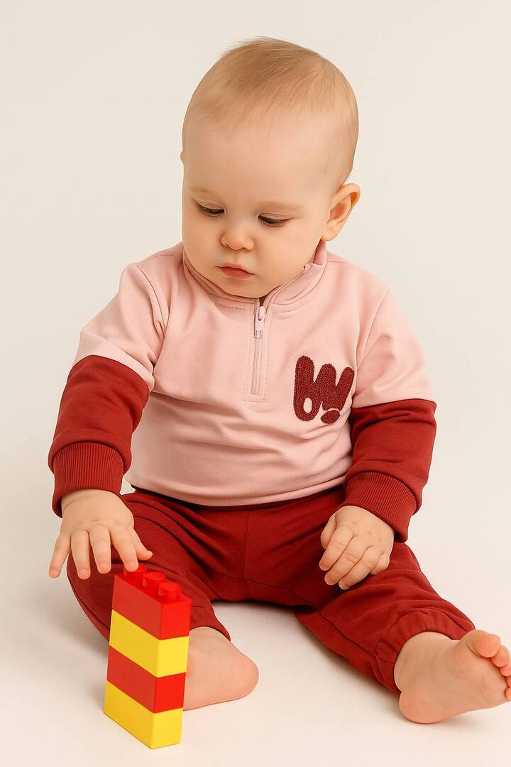 2 -delt sæt i bomuld med lynlås