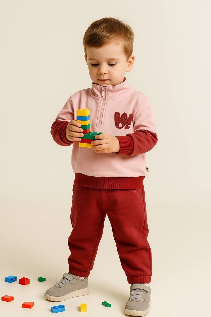 2-delt sæt i bomuld med lynlås