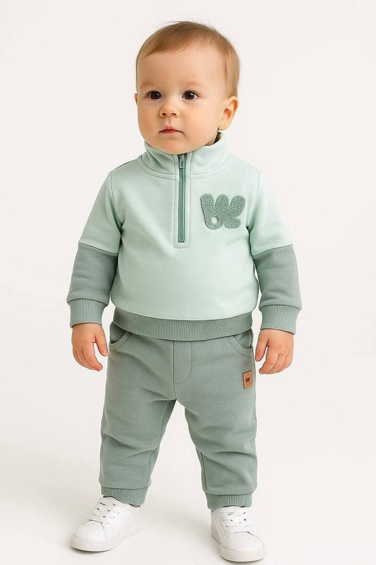 2 -delt sæt i bomuld med lynlås