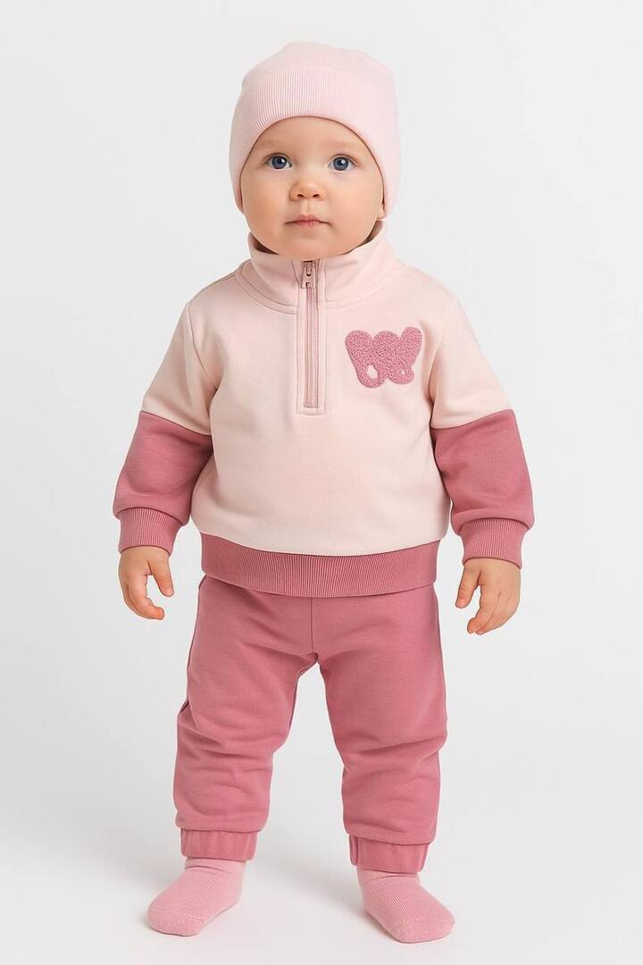 2 -delt sæt i bomuld med lynlås