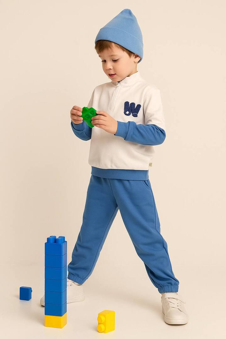 2-delt sæt i bomuld med lynlås