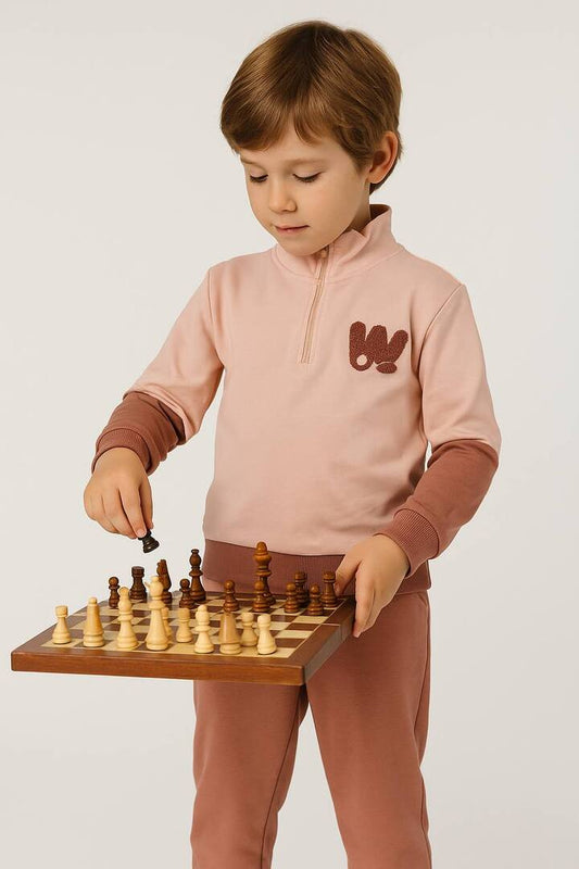 2-delt sæt i bomuld med lynlås